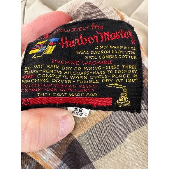 Harbor Master Mens Tan Coat 38R collared long sleeve polyester button pockets - Picture 4 of 11